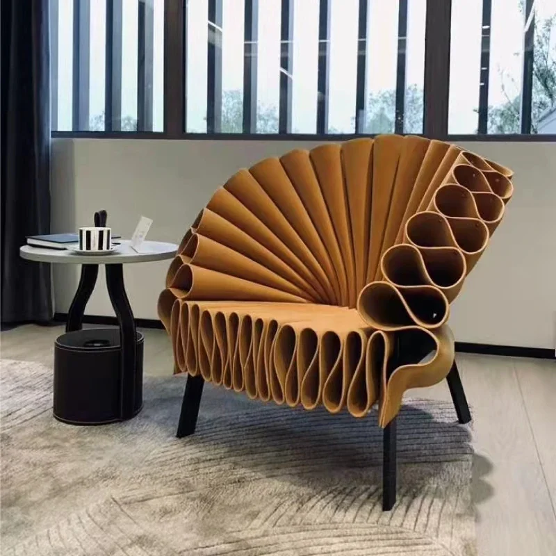 

Chair Fan-Shaped Petals Couch Leisure Light Luxury Special-Shaped Peacock Chair Flower Chair