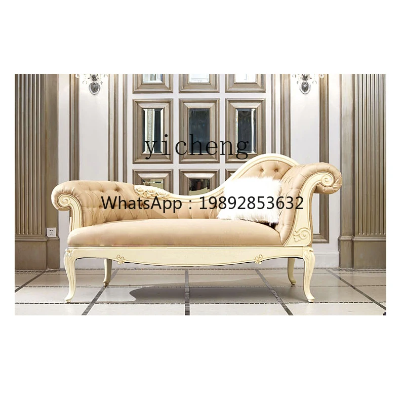 

BB American solid wood carving flower fabric princess sofa European simple recliner