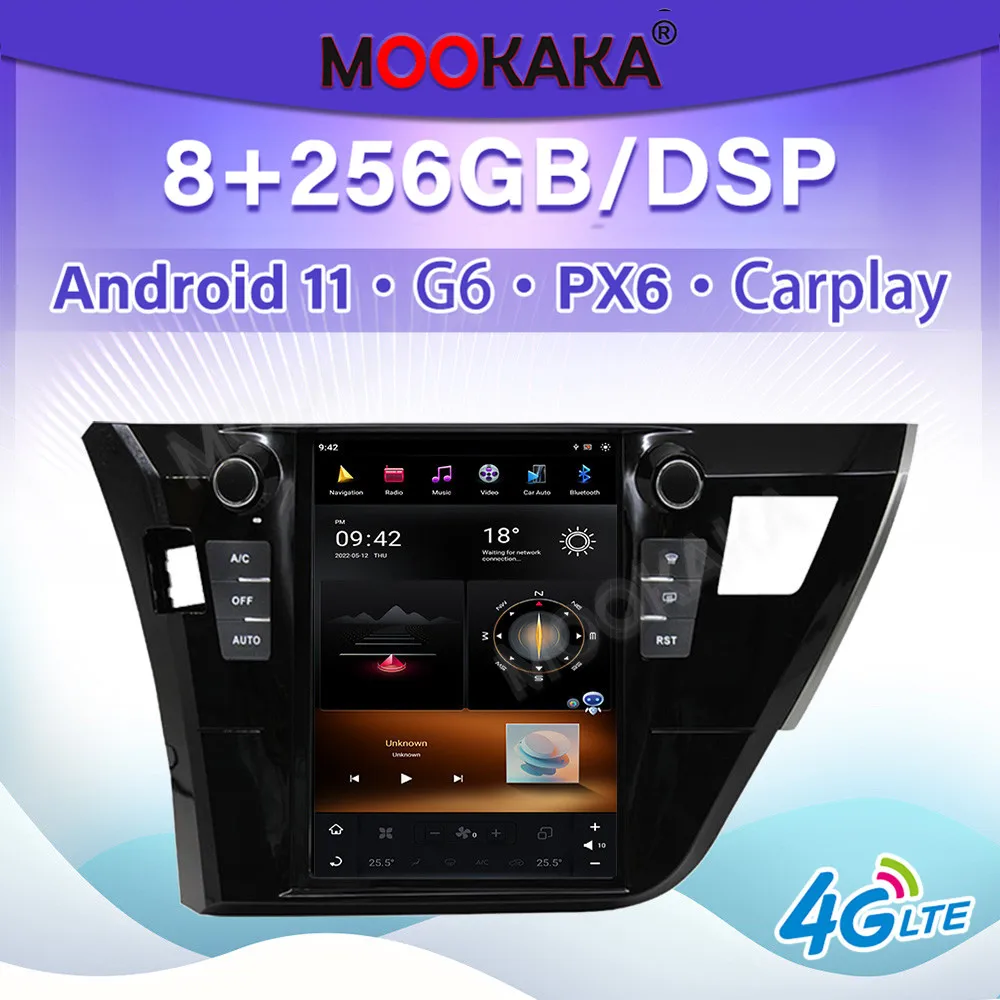 For TOYOTA Corolla 2014-2016 PX6 Tesla Style Car Radio Android 11 Multimedia Player GPS Navigation DSP Auto Stereo Head Unit