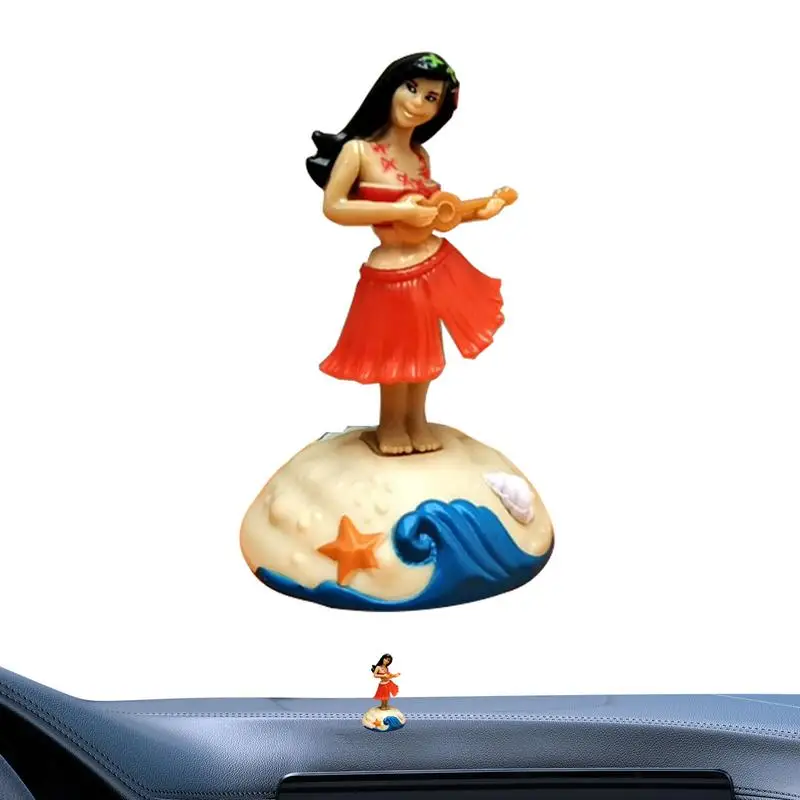 Hawaiian Girl Dashboard Doll Dancing Ornament Mini Girl Figure Cartoon Automotive Trim Tabletop Ornaments For Desk Bedroom