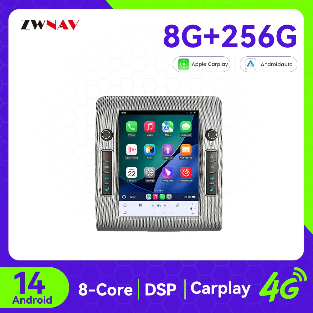 Android 14 Carplay Car Radio 10.4 inch Touch Screen For Dodge Challenger 2008-2014 GPS Navigation Multimedia Player Head Unit