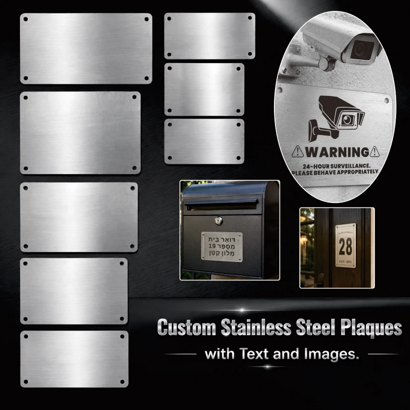 Custom Nameplate with Holes for Mailbox, Warning Signs, Tombstone Plaques, Machine Identification Plate