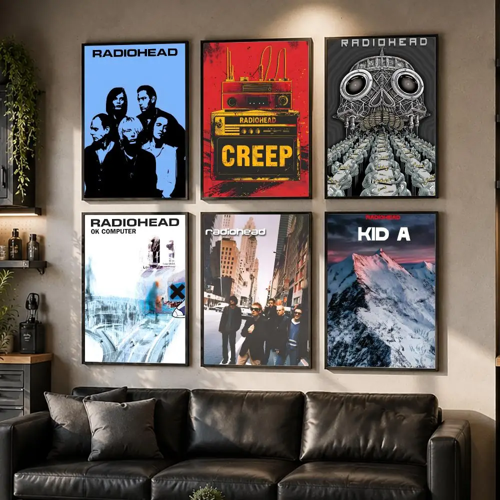 Band R-Radiohead Poster Waterproof Sticky Wall Art Print For Bedroom Living Room Hallway Bar Home Decor