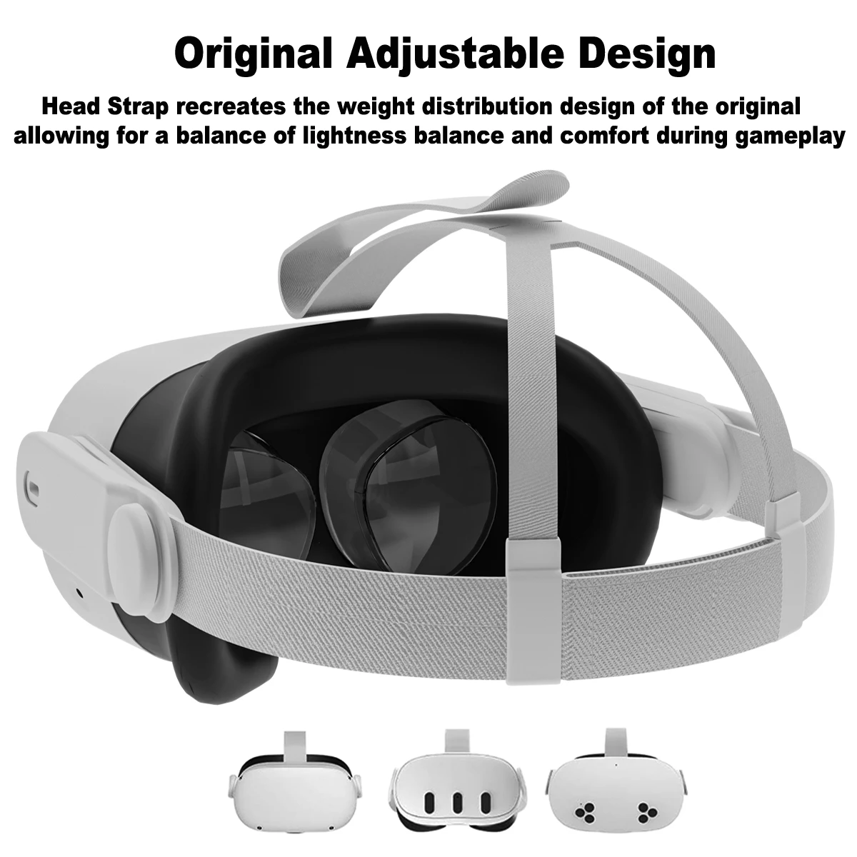 ملحقات الواقع الافتراضي استبدال حزام الرأس القابل للتعديل ومقبض وحدة التحكم الممتد لـ Meta Quest 3/3s هدية فكرة حزام الراحة