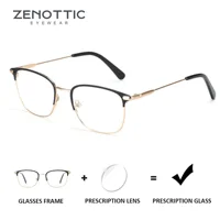 Gafas graduadas cuadradas ZENOTTIC, gafas ópticas progresivas de Metal, gafas antiluz azul para miopía, hipermetropía para hombres y mujeres