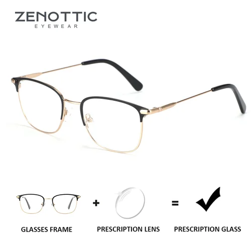 Imagen 1 del producto Gafas graduadas cuadradas ZENOTTIC, gafas ópticas progresivas de Metal, gafas antiluz azul para miopía, hipermetropía para hombres y mujeres