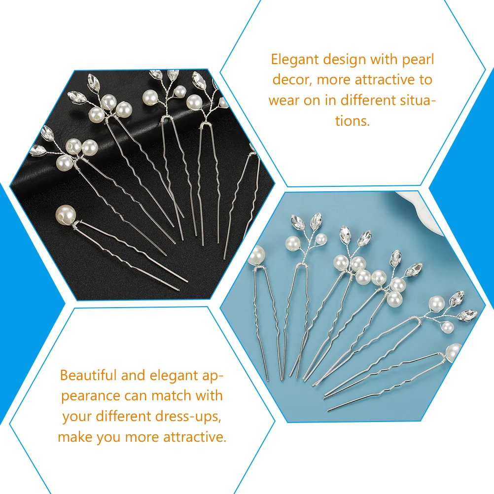 

6Pcs Pearls Hair Pin U Shaped Bridal Hairpins Wedding Hair Accessories Bride Headdress Pearls Hairpins Bride Headdress