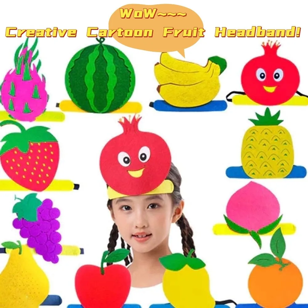 Тканевая повязка на голову с фруктами и рисунком, забавный креативный головной убор с арбузом для детей, персонализированный эластичный головной убор для детского сада