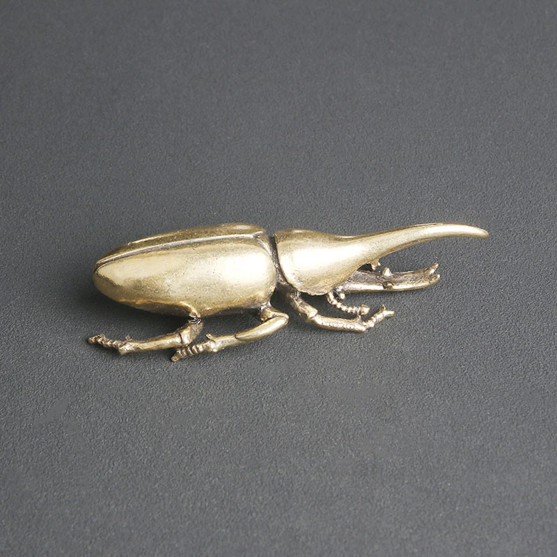 Solid Brass Beetle Desktop Ornament, Creative Insect Sculpture Craft Decoration, Wholesale Bronze Products