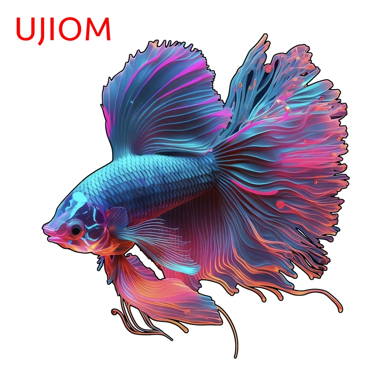 UJIOM Colorful Betta Fish Pictures Design Wall Stickers Attractive Fashionable Computer Case Host Decal Nice Room Aesthetic