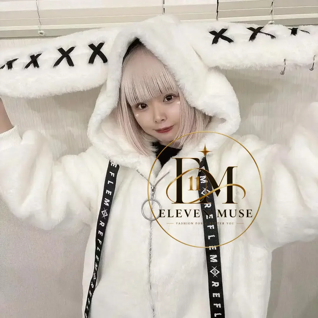 Cute plush coat autumn and winter new soft sister sweet cool coat rabbit ears fluffy thickened fluff environmentally friendly
