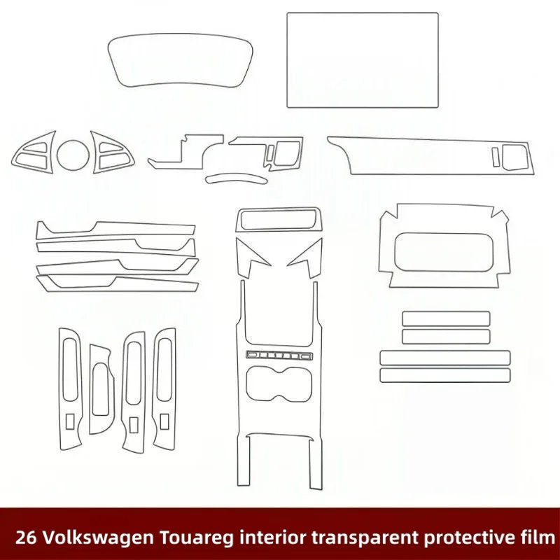 For 26Volkswagen Touareg Special Center Console Interior Protective Film Transparent TPU film, retains original interior texture