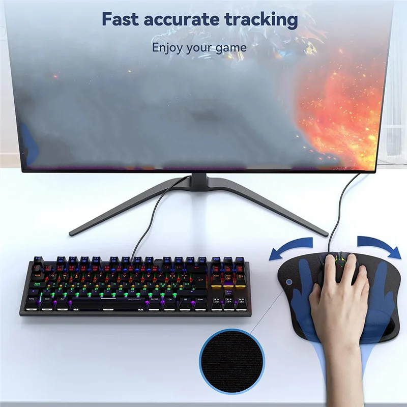 

A41Z-Mouse Pad With Wrist Support, Ergonomic Gaming Mouse Pad Pain Relief, Portable Comfortable Mousepad For Computer Office
