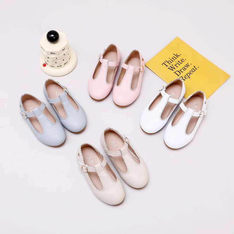 AS New Kids Shoes Children Beige Shoes Baby Boys Leather Shoes Toddler Princess Flats Girls Oxford Fashion Platform Mary Jane