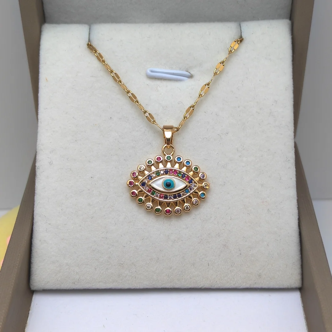 Fashionable Minimalist Devil Eye Necklace for Women, Titanium Steel and Micro-inlaid Copper Pendant with Sparkling Zircon image 4