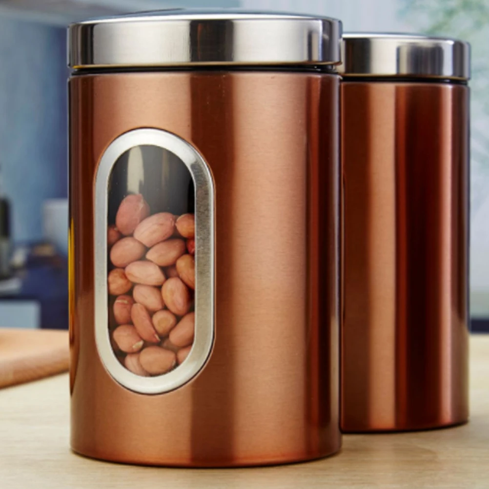

3 pcs Snack Jar Stainless Steel Food Storage Containers Travel Portable Tank Airtight Storage Jar Can