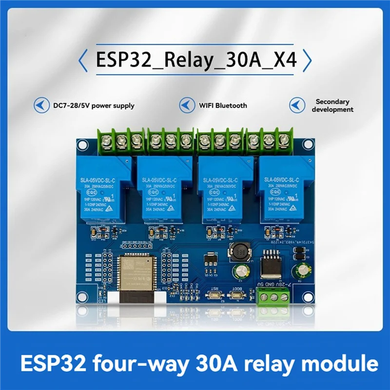 ABGI-2X 4 قناة وحدة التتابع 30A DC7-28/5 فولت واي فاي بلوتوث وحدة التتابع ESP32-WROOM مجلس التنمية