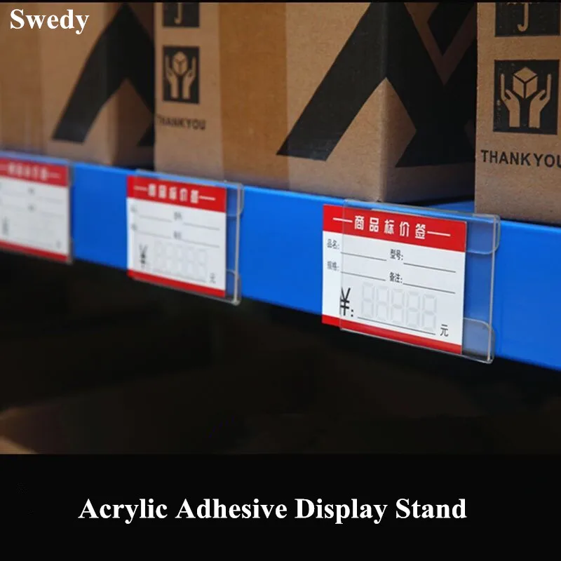 10 Buah 60X90Mm Stick Clear Plastic Acrylic Sign Label Holder Display Stand Mini Paper Holder Tag Price Sign Frame