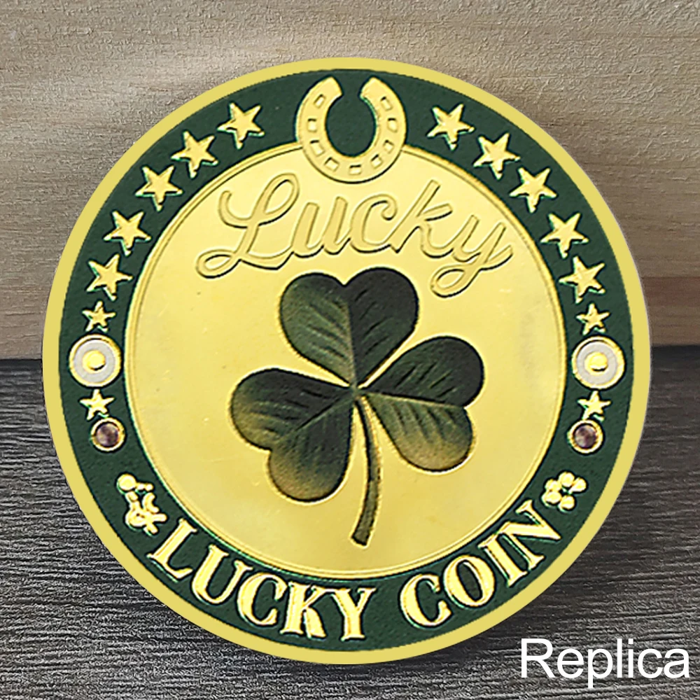 

Lucky Coin Four Leaf Clover Elephant Good Luck 777 Commemorative Coin Horseshoe Fortune Token Collectible replica Gift