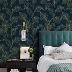 Papel tapiz de PVC de hojas azules oscuras clásicas Vintage, pegatinas de pared extraíbles impermeables, decoración del hogar, 17,7
