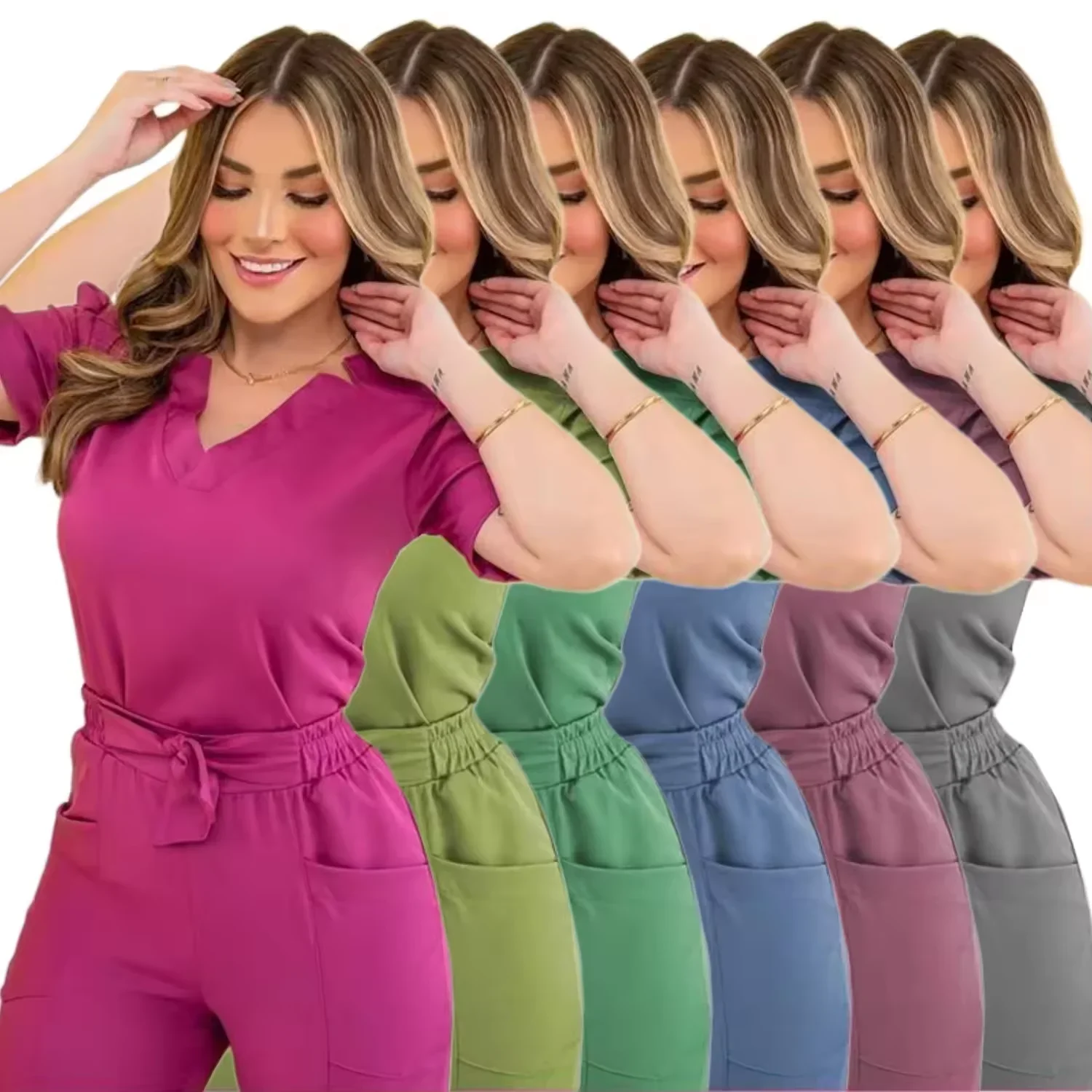 Uniformes quirúrgicos para mujer, conjuntos de Enfermería, pantalón superior, artículos, uniforme médico, bata clínica, salón de belleza, Spa, trajes de hospital