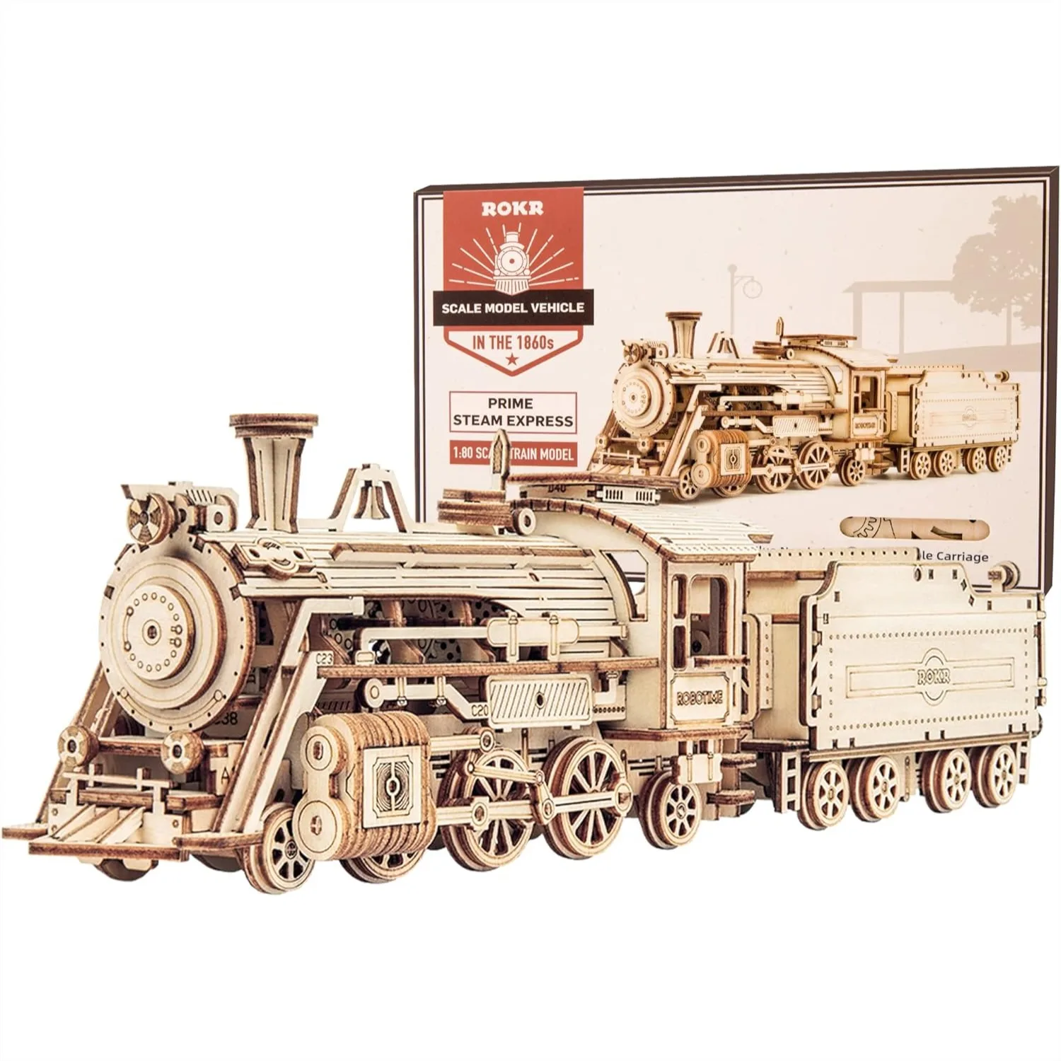 

3D Wooden Puzzle for Adults, Mechanical Train Model Kits, Brain Teaser Building Set, Unique Gift