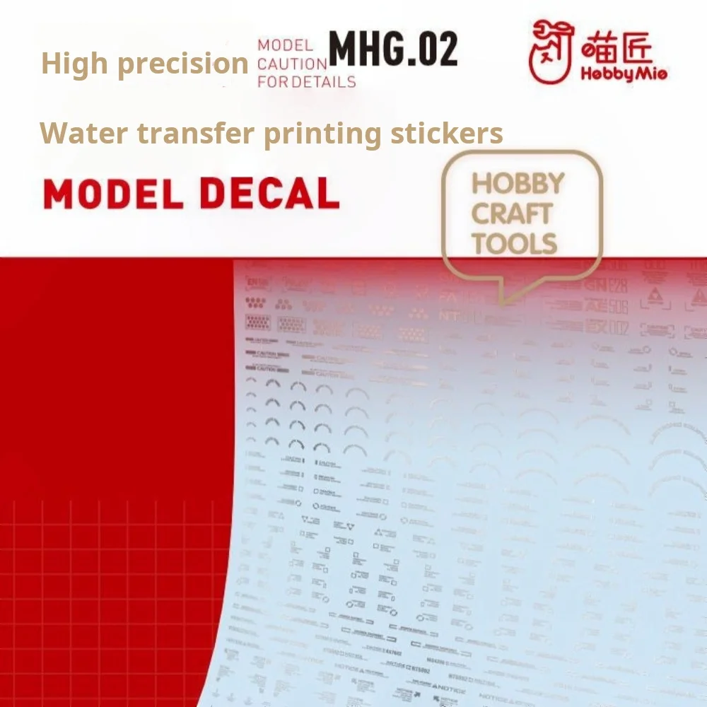 

Hobby Mio MHG02 High Precision Model Water Slide Decals 1/144 1/100 Scale Universal Warning Sign Decal for Gunpla DIY Model Tool