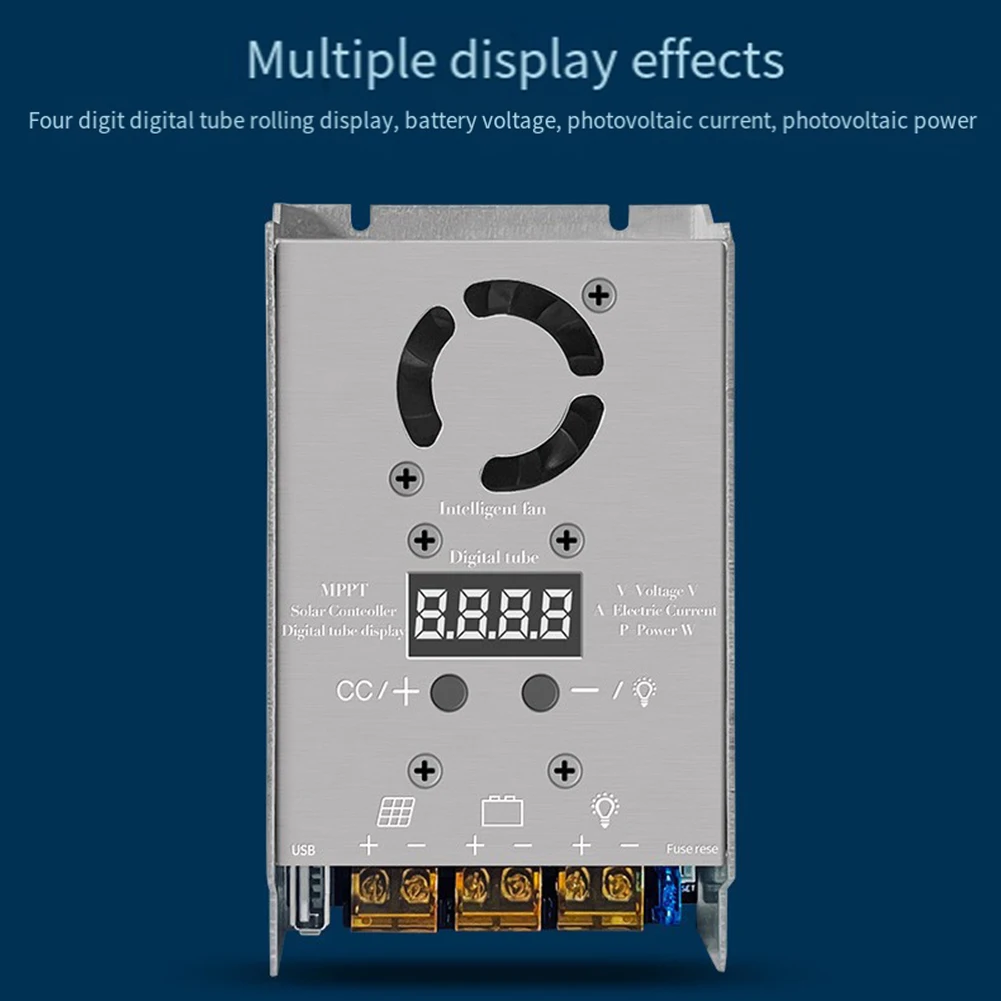 MPPT Stepdown Controlador Solar 450W, 18V-80V, Carregamento de entrada para 12V 24V Lithium Household Solar Improvement, Replacment Acessórios