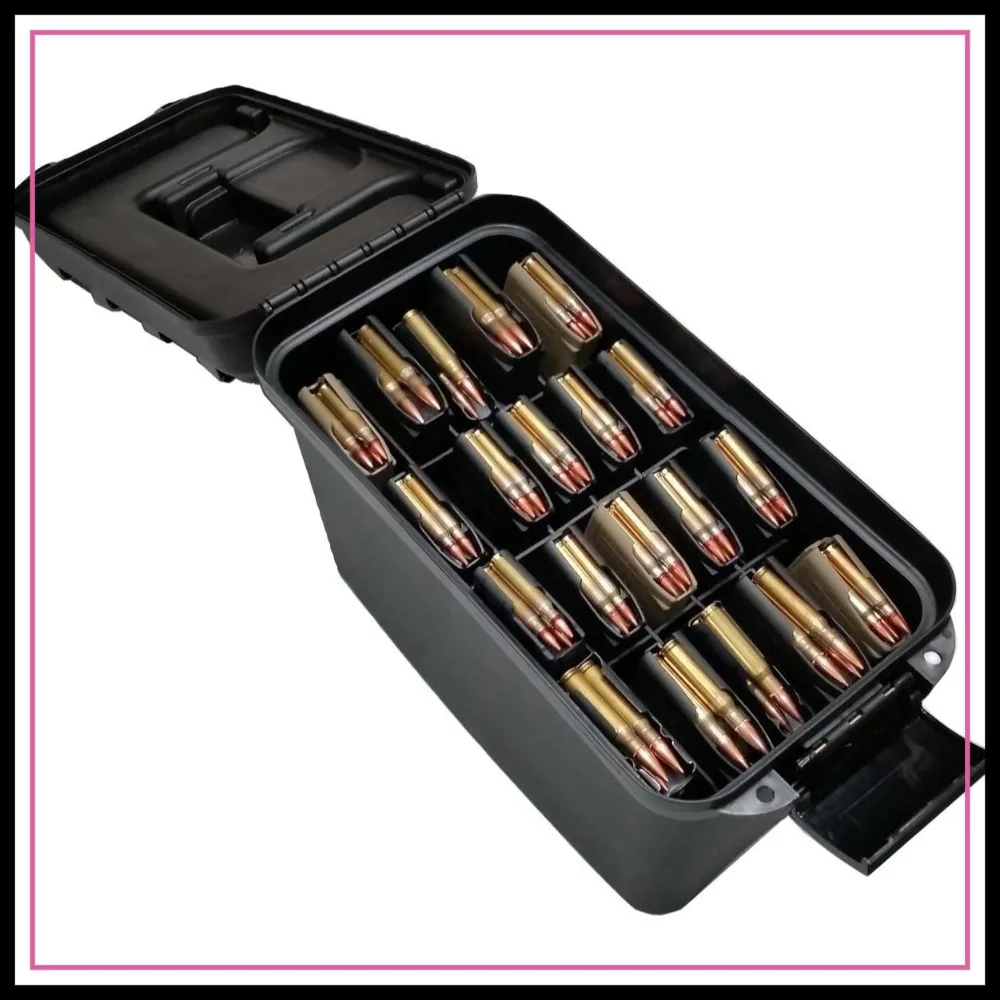 

Lockable Rifle Magazine Storage Box, Water-Resistant, Holds 20 .223/5.56 Magazines with Top Compartment