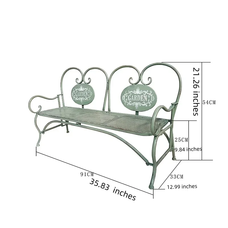 Metal Folding Bench Seat | Plant Stand | Garden Décor for Outdoor Yard Garden Park Bench with Armrests Camping