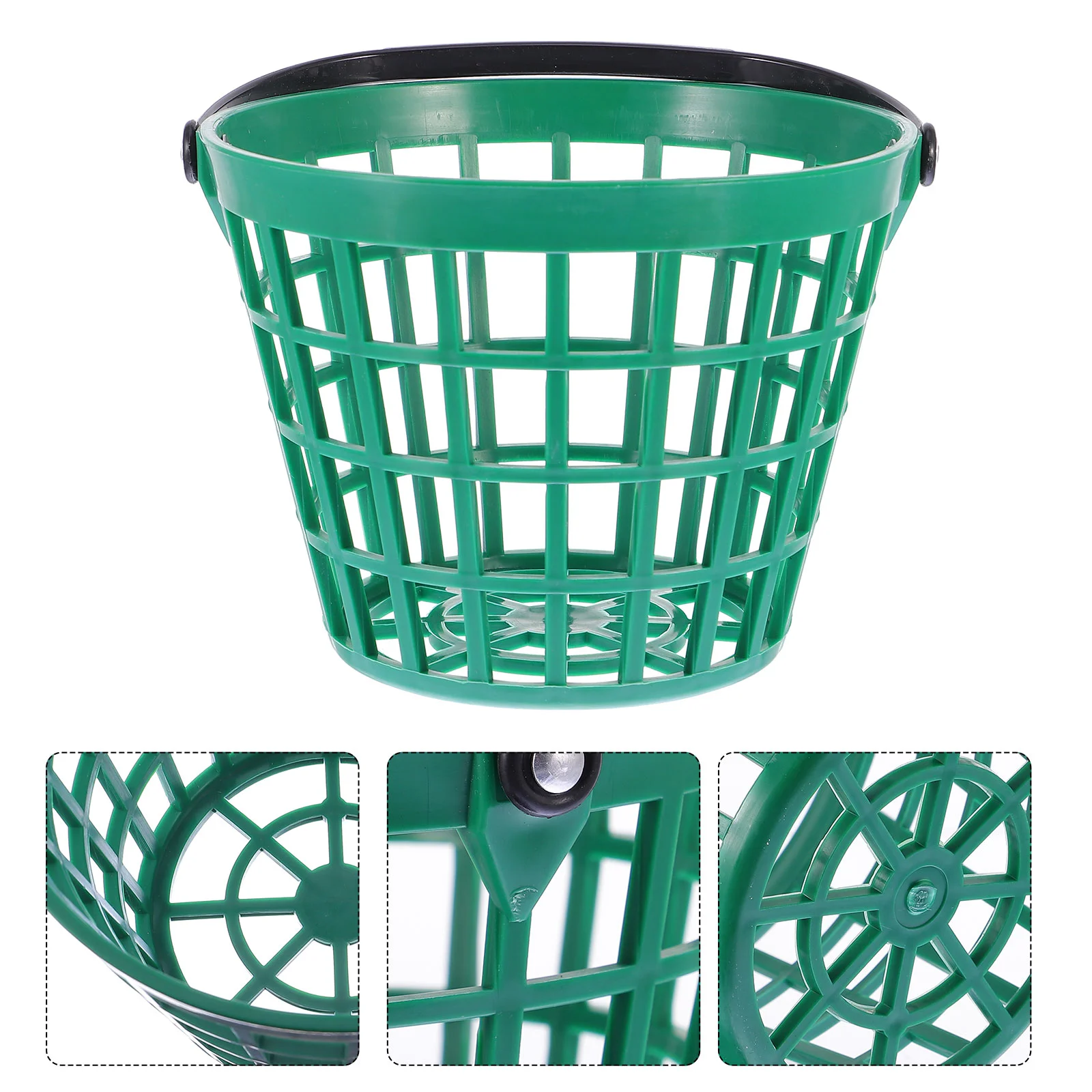 Golf Basket Handle Ball Bucket Metallic Line Nylon Storage Container Child Baskets