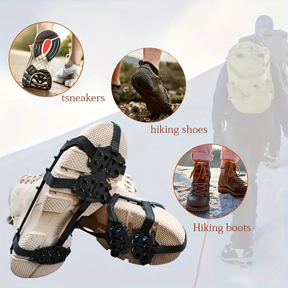 24 Steel Studs Ice Gripper for Shoes Anti-slip Ice Snow Walking Crampon for Winter Shoe Outdoor Hiking Climbing Snow Spikes Grip