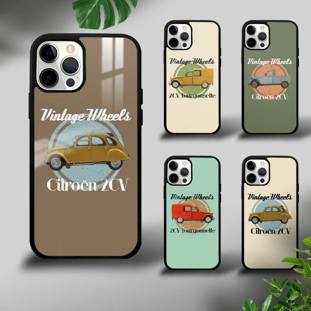 

Vintage Wheels C-Citroen 2Cv Phone Case For iPhone 16 15 14 13 12 11 Pro Xs Max Mini Plus Celulares Hard Cover Shockproof Funda