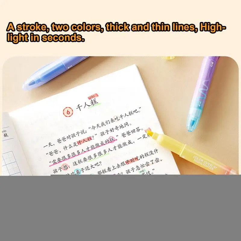 

Double Ended Highlighter 6X Colored Markers No Bleed Smooth Writing Double Ended Pens For Coloring Underlining Highlighting