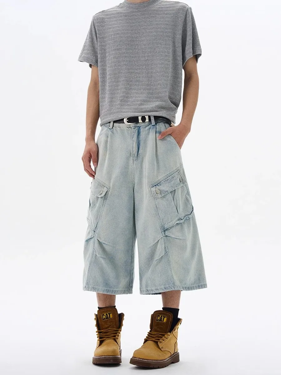 

Мужские джинсы в стиле ретро, свободного кроя, с эффектом выцветания, повседневные, прямые, молодежные, на все сезоны