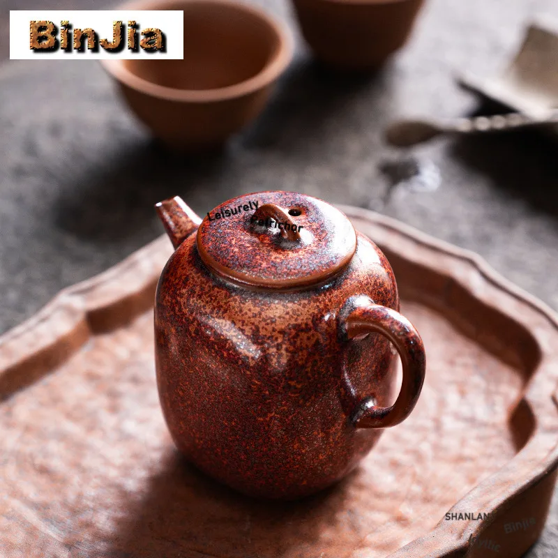 100ml Kiln Change Spotted Wine Black Square Teapot Retro Tea Infuser Pot Tea Making Kettle with Ball Hole Tableware Decoration