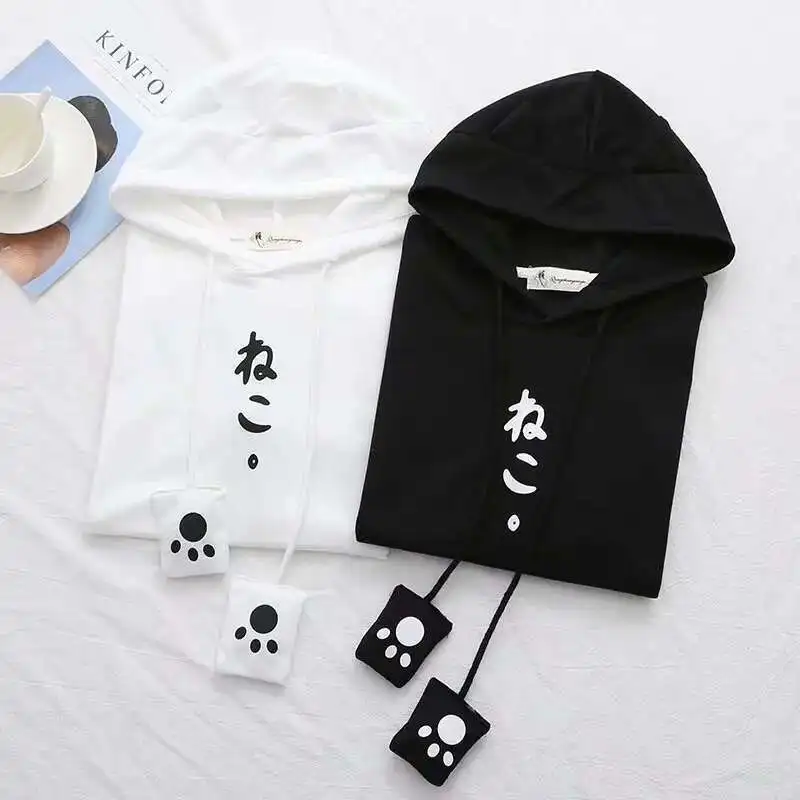 Mori Women Harajuku Kawaii Graphic T Shirt 2025 Summer Teen Girl Cat Ears Hooded T-shirt Short Sleeve Japanese Letter Print Top