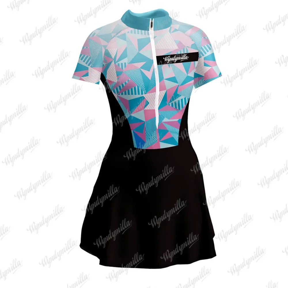 Wyndymilla Women Short Sleeve Bike Monkeys Triathlon Skinsuit Dress Feminino Macaquinho Outdoor Sports Cycling Clothes