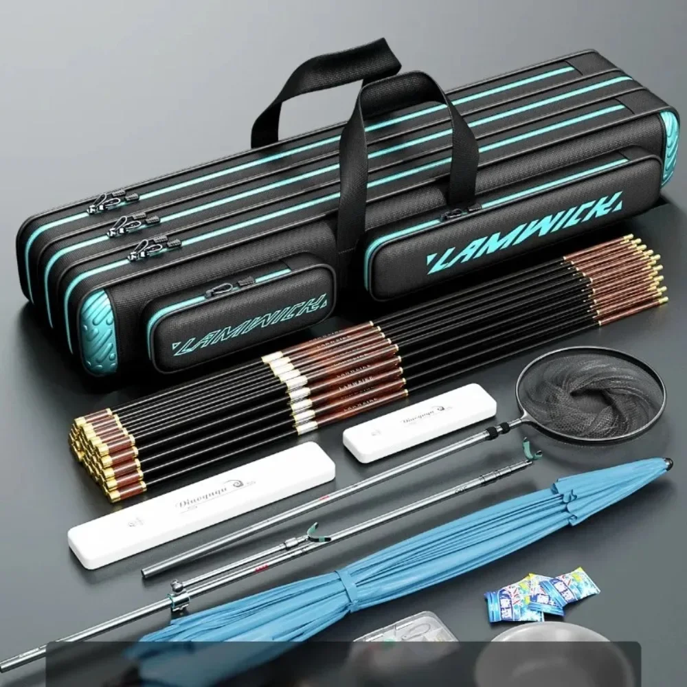 Thickened Reinforced Big Belly Fishing Rod Bag Waterproof Abrasion Resistant Large Capacity 125-130cm Handheld for Sea Fishing
