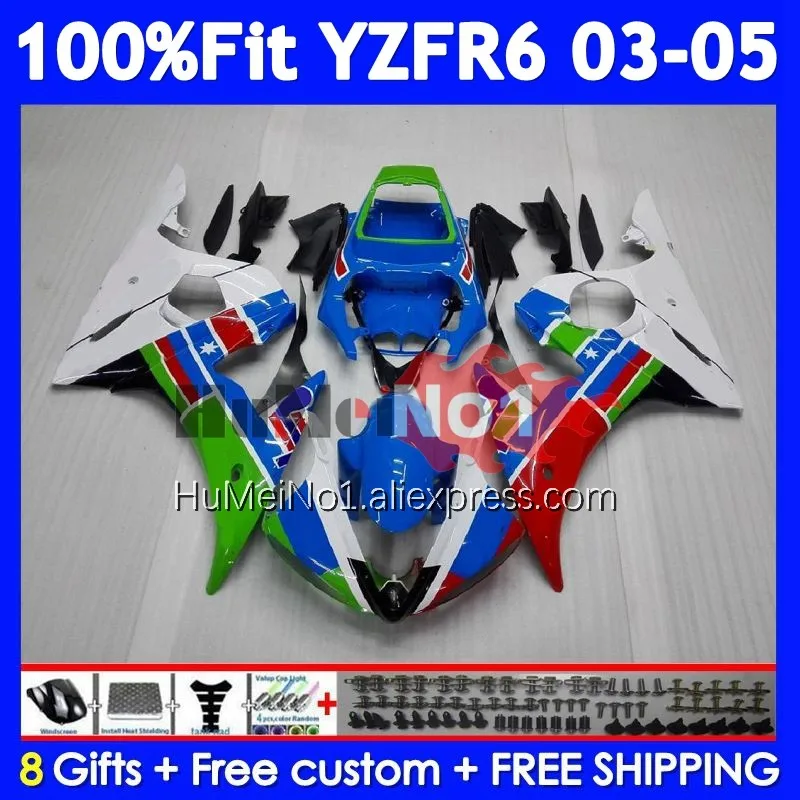 OEM Body For For YAMAHA YZF-R6 YZF R6 R 6 YZF 600 CC 356No.22 Blue white YZF600 YZFR6 03 04 05 YZF-600 2003 2004 2005 Fairing