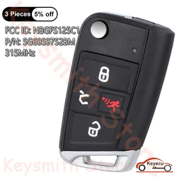 KEYECU 4 przyciski 315MHz Megamos AES Chip do Volkswagen Golf GTI Jetta Tiguan Auto obudowa inteligentnego pilot z kluczykiem samochodowym NBGFS125C1 5 g6959752bm