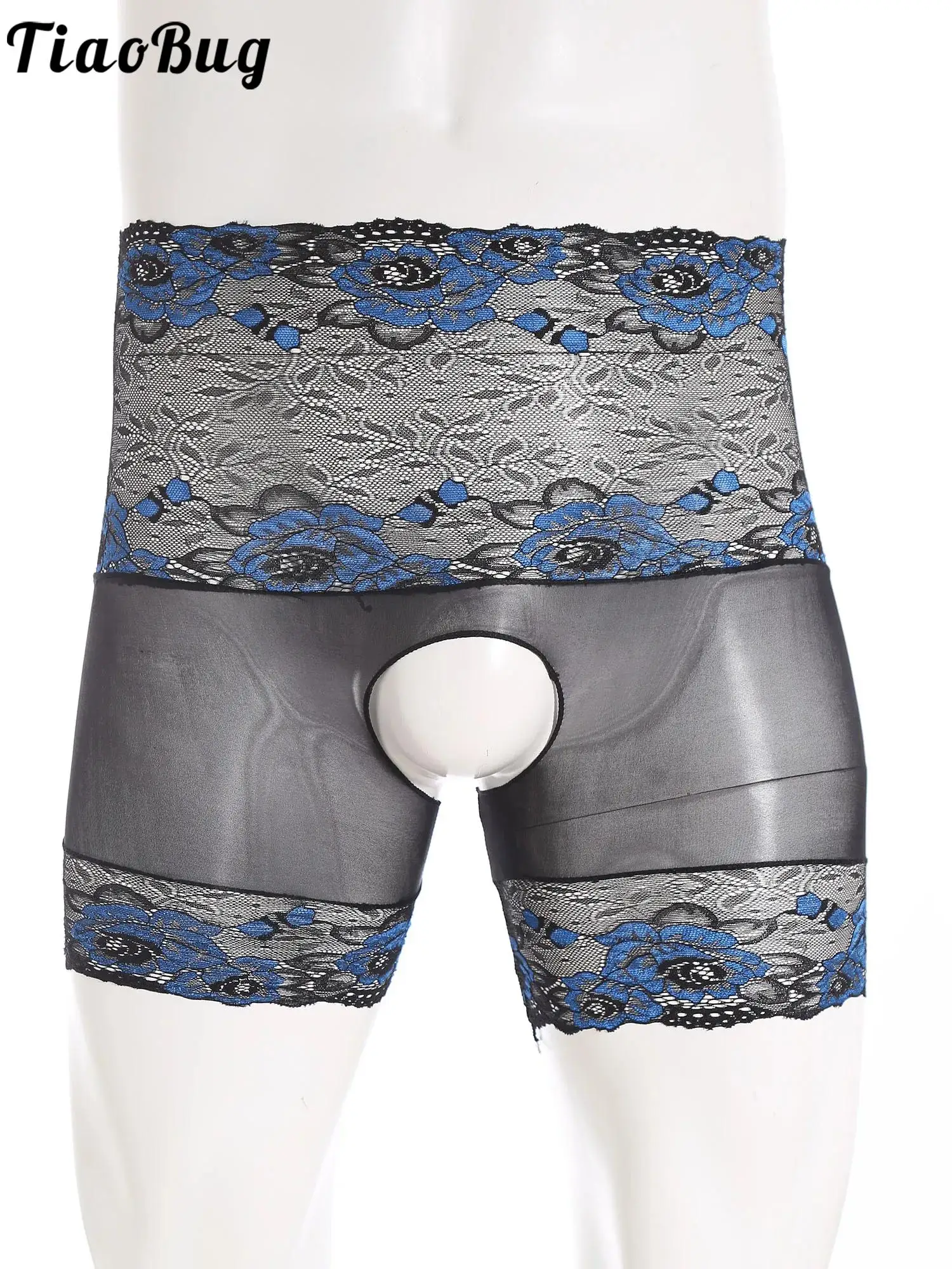 

Men Adults Lingerie Lace Boxer Panties High Waist Crotchless Open Butt Underwear Lingerie Short for Transvestite Drag Queen
