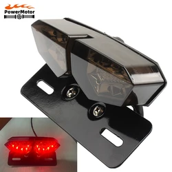 Motorcycle LED Tail Light Turn Signal Flashing Universal Brake Lamp Red for Suzuki Cafe Racer Honda Harley Street Glide Yamaha