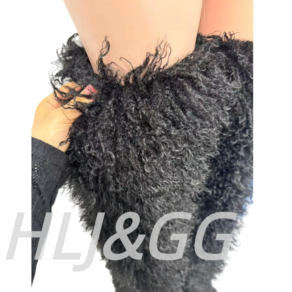 HLJ&GG Jesienno-zimowy futrzany bezrękawnik z bandażami, dwuczęściowy zestaw damski, top z dekoltem w serek i odkrytymi plecami oraz szorty, styl Y2K, streetwear