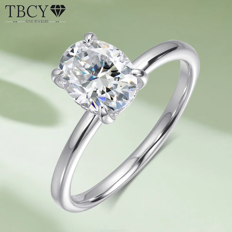 TBCYD 2CT Oval Cut Moissanite Couple Ring Set S925 Sterling Silver with Certified Sparkling Engagement Wedding Band for Women