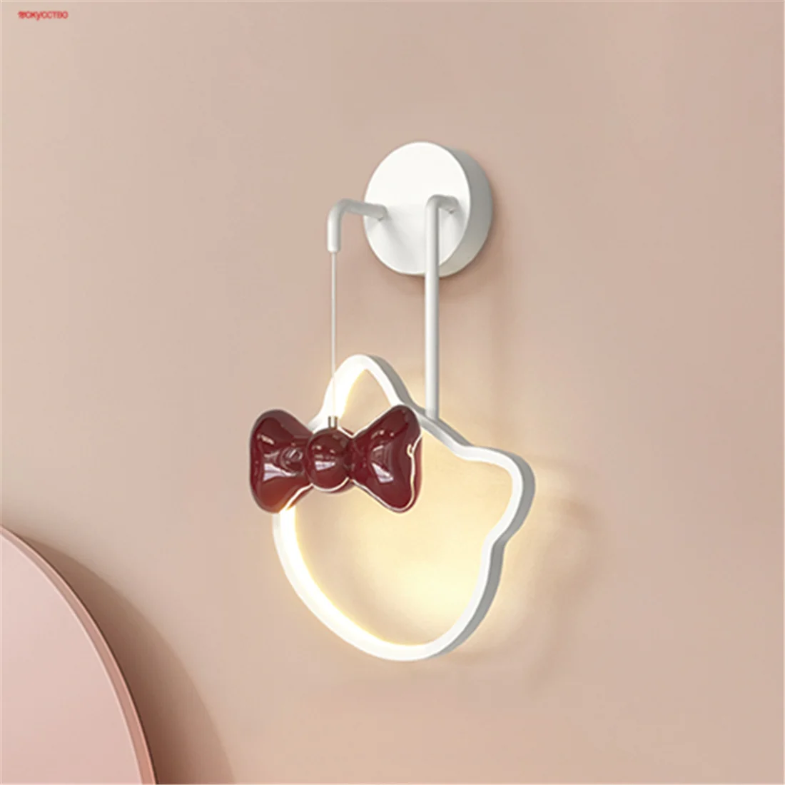 Cartoon Heart Moon Star Kitten Ring Suspension Led Wall Lamp Girls Bedroom Decoration Baby Sleeping Night Light Corridor Sconces