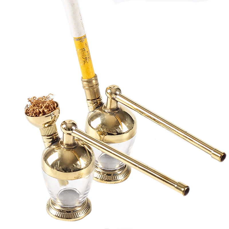 Hand Hookah Mini Hookah Water Pipe Portable Mini Brass Vintage Removable Smoking Pipes Tobacco Pipe Tool ST118