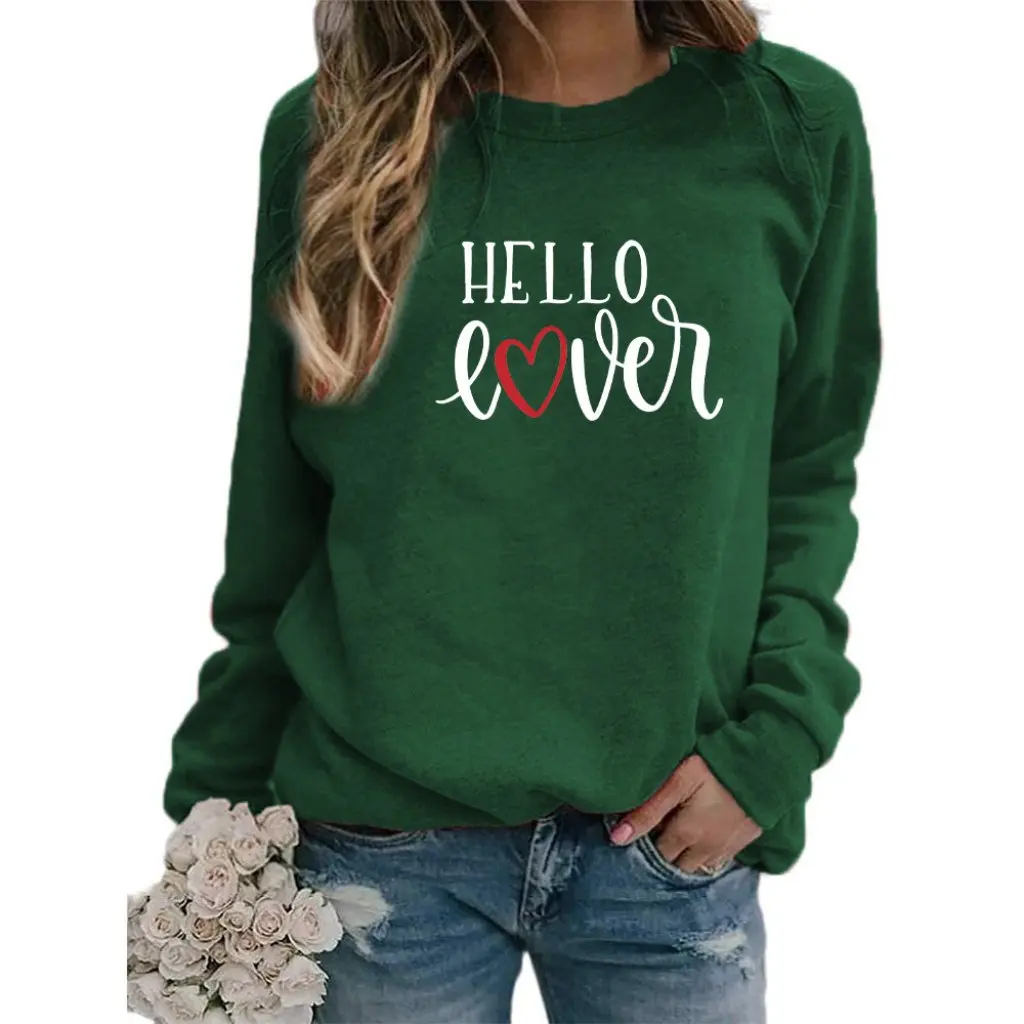 Valentine's Day 'Hello Love Letter' Print round Neck Sweater Women's Fashion Style for Europe Suitable for 2Temu