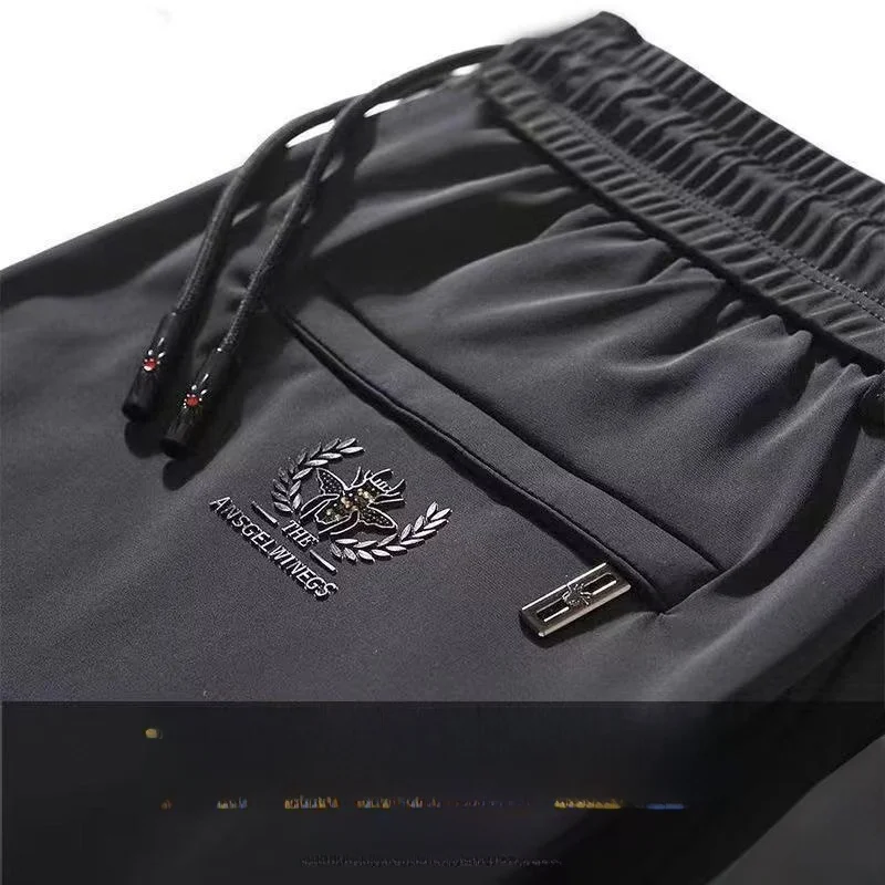 

Ice Silk Men's Summer Thin Breathable Casual Pants Loose Elastic Straight Leg Sports Long Trousers Ultra-Thin High Waist