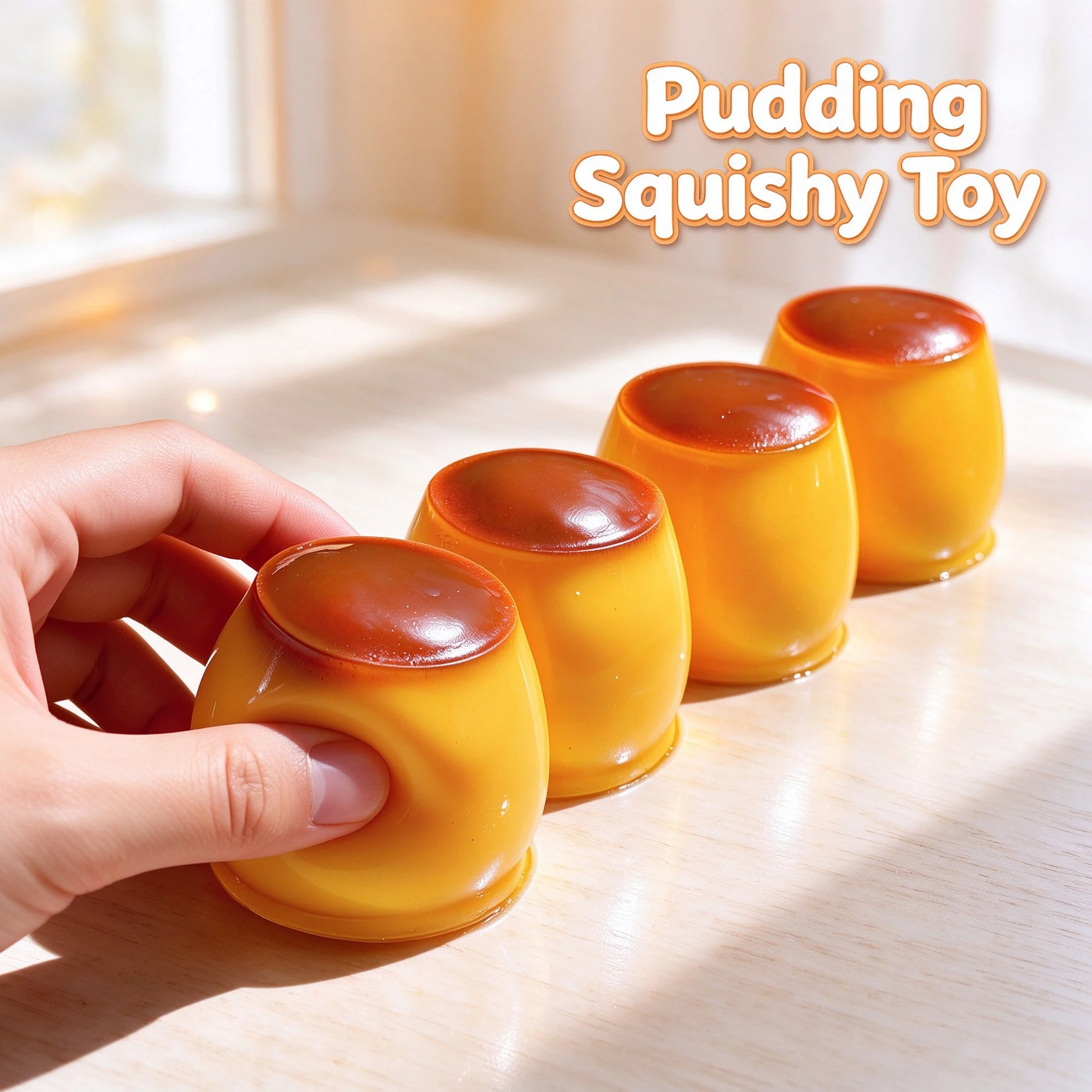 1-3PCS Handmade Pudding Shape Crunchy Squishy Toy Crackle Squeeze Ball Anti-Anxiety Stress Relief Fidget Toy for Adults푸딩 블록